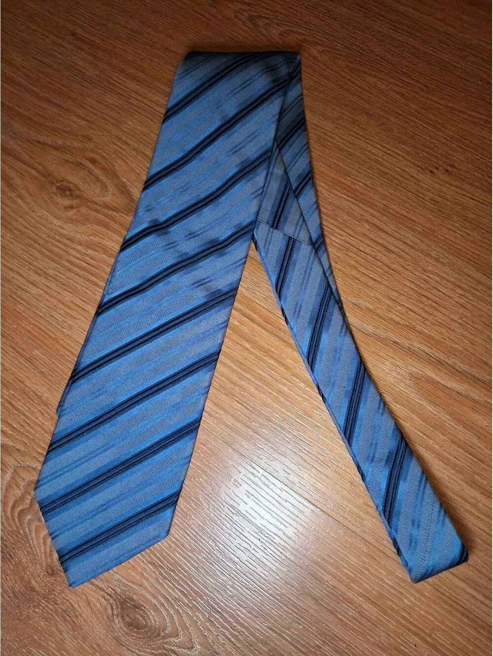 Ermenegildo Zegna Silk Tie Blue Striped Made in Italy Wide